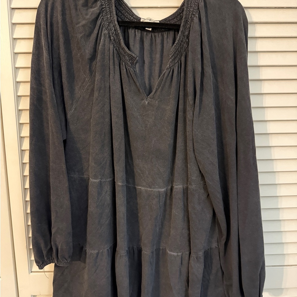 Wonderly Charcoal Long Sleeve Tiered Top